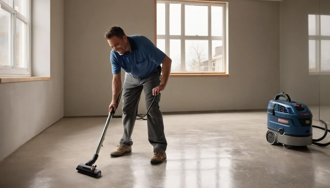 Provider grinding a concrete slab before coating in a Pacifica home
